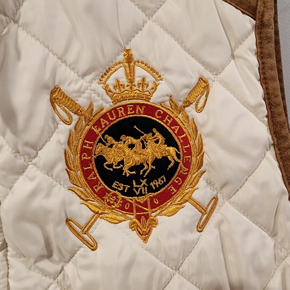 Ralph Lauren Equestrian Crest Quilted Vest Women's Large Cream Quiet Luxury 🐎✨ - Picture 5 of 12